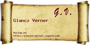 Glancz Verner névjegykártya